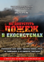 Луцький МРВ УДСНС України у Волинській області звертається до усіх громадян: не провокуйте пожеж в екосистемах.